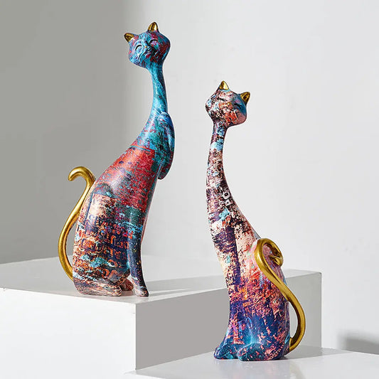 Adorable Pair Cat Decor Figurines - Lusomart
