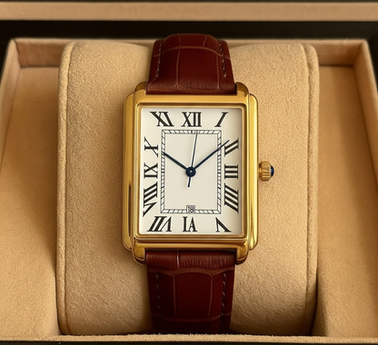 Vintage Leather Square Face Men's Analog Watch