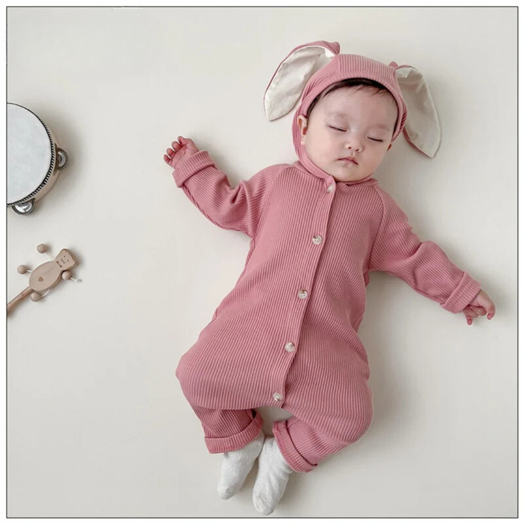 BunnySnug™ – Ribbed Romper with Rabbit Tail – Unisex Baby Outfit 5