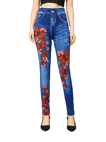 ButterflyBloom | Chic High Waisted Women's Jeggings with Stylish Design 3