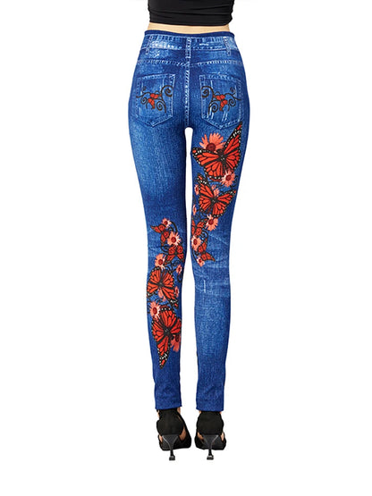 ButterflyBloom | Chic High Waisted Women's Jeggings with Stylish Design 4