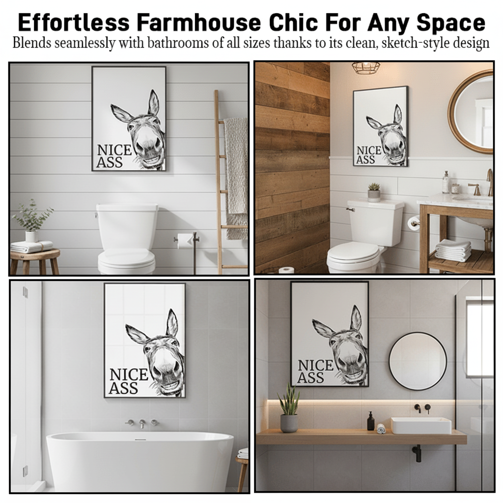 Comical Bathroom Wall Decor Farmhouse Style Canvas Print