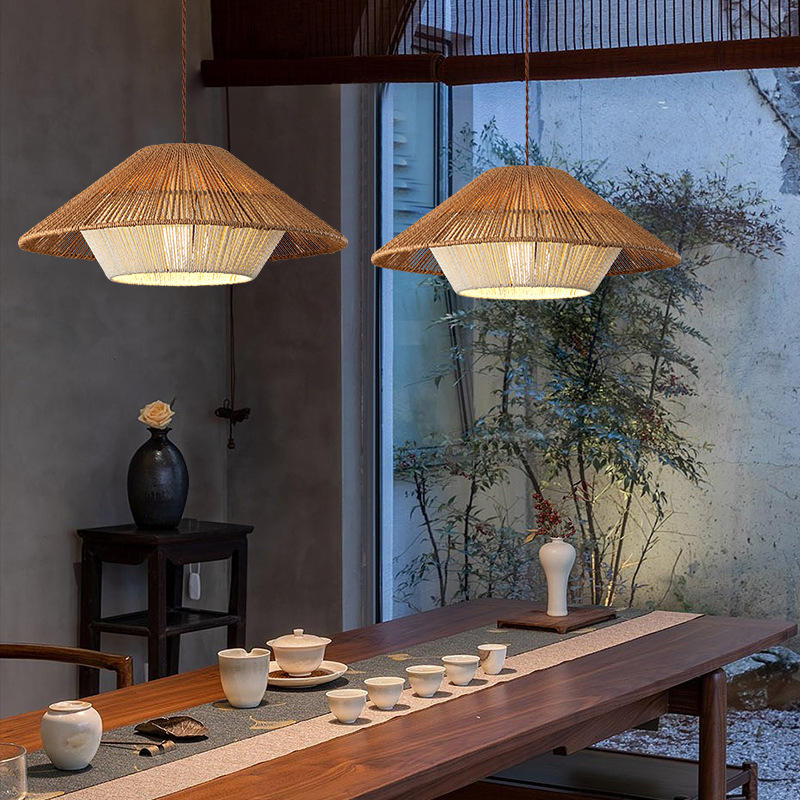 Natural Woven Pendant Light Boho Chic Dining Lamp