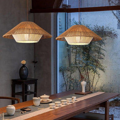 Natural Woven Pendant Light Boho Chic Dining Lamp