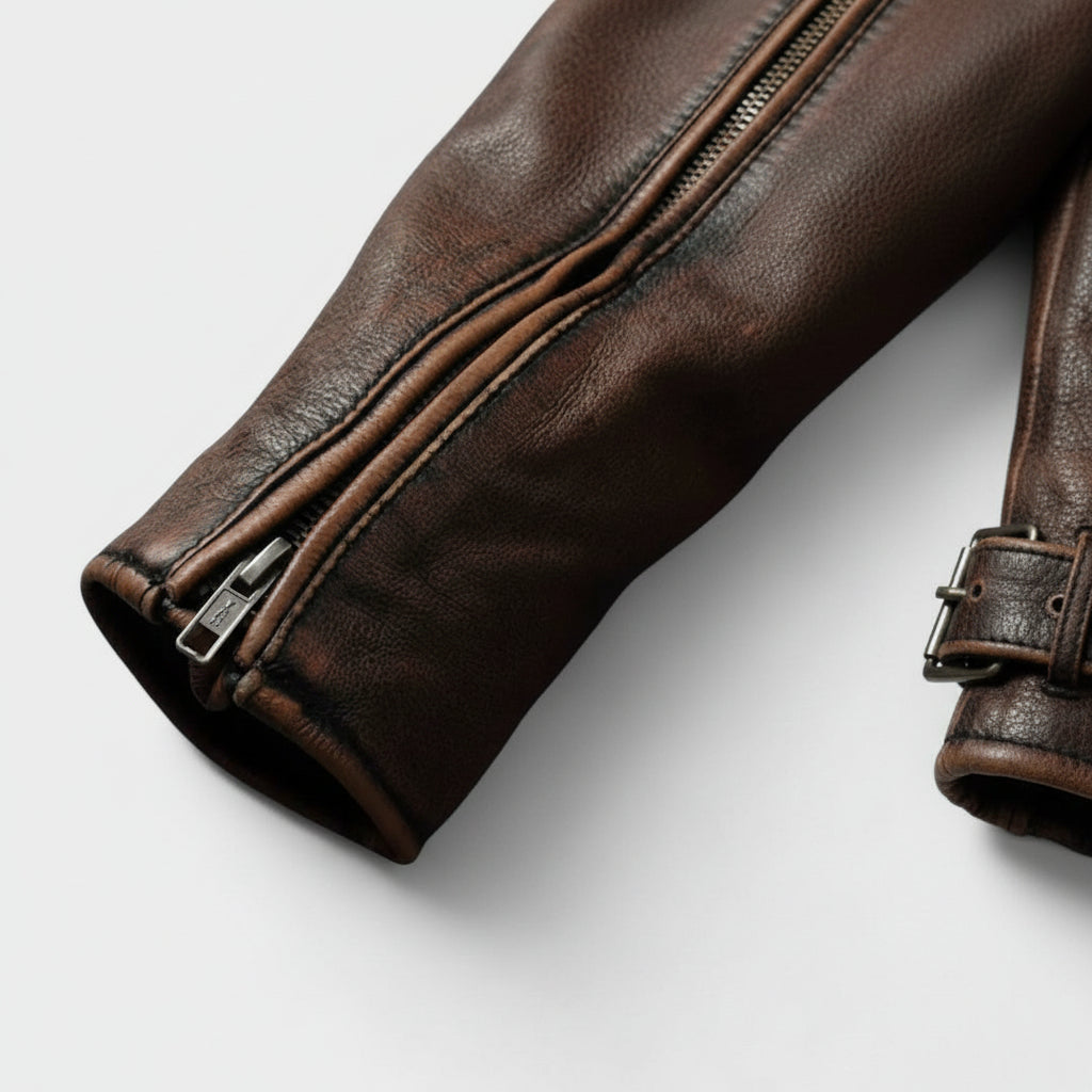 Retro Leather Biker Jacket For Men