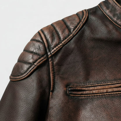 Retro Leather Biker Jacket For Men