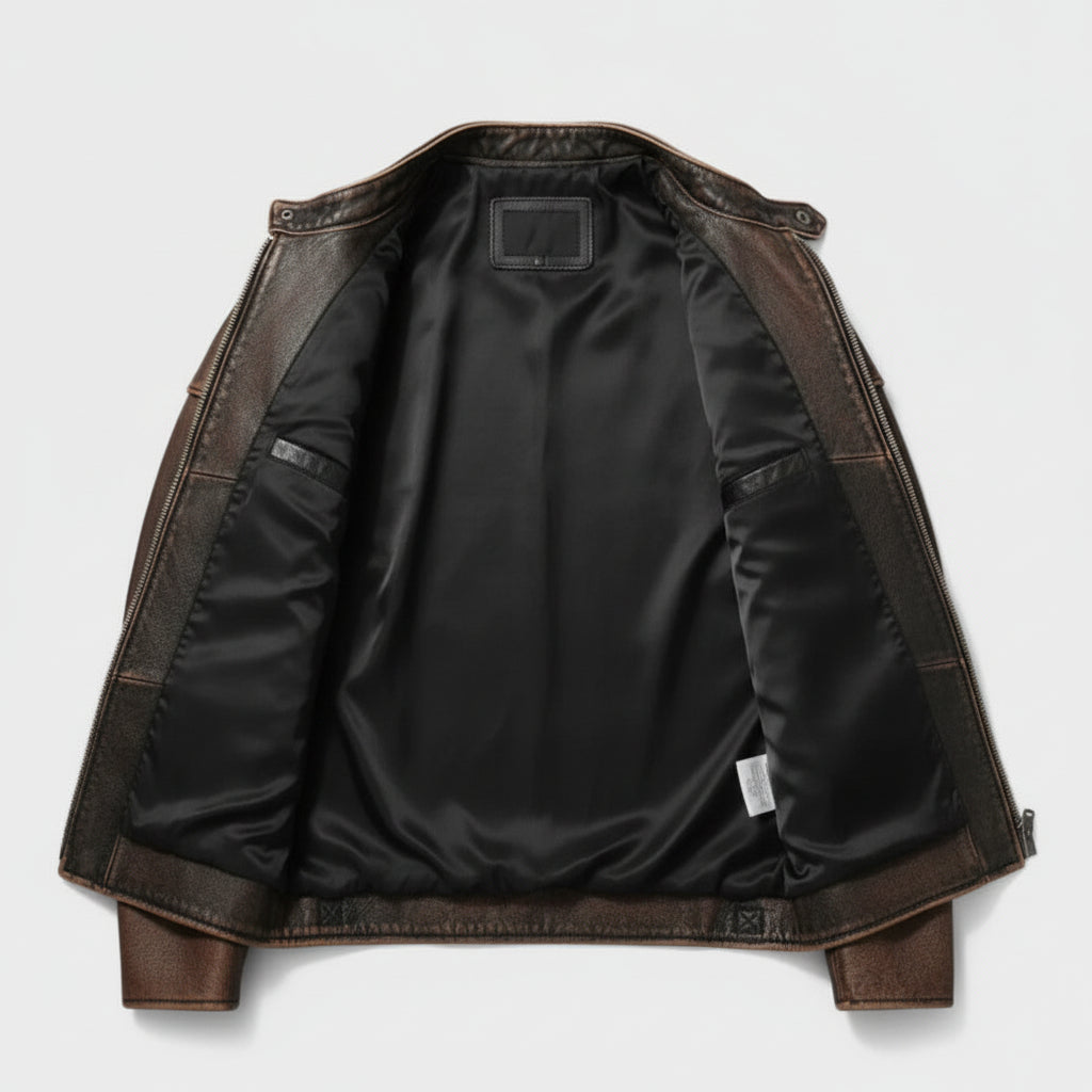 Retro Leather Biker Jacket For Men