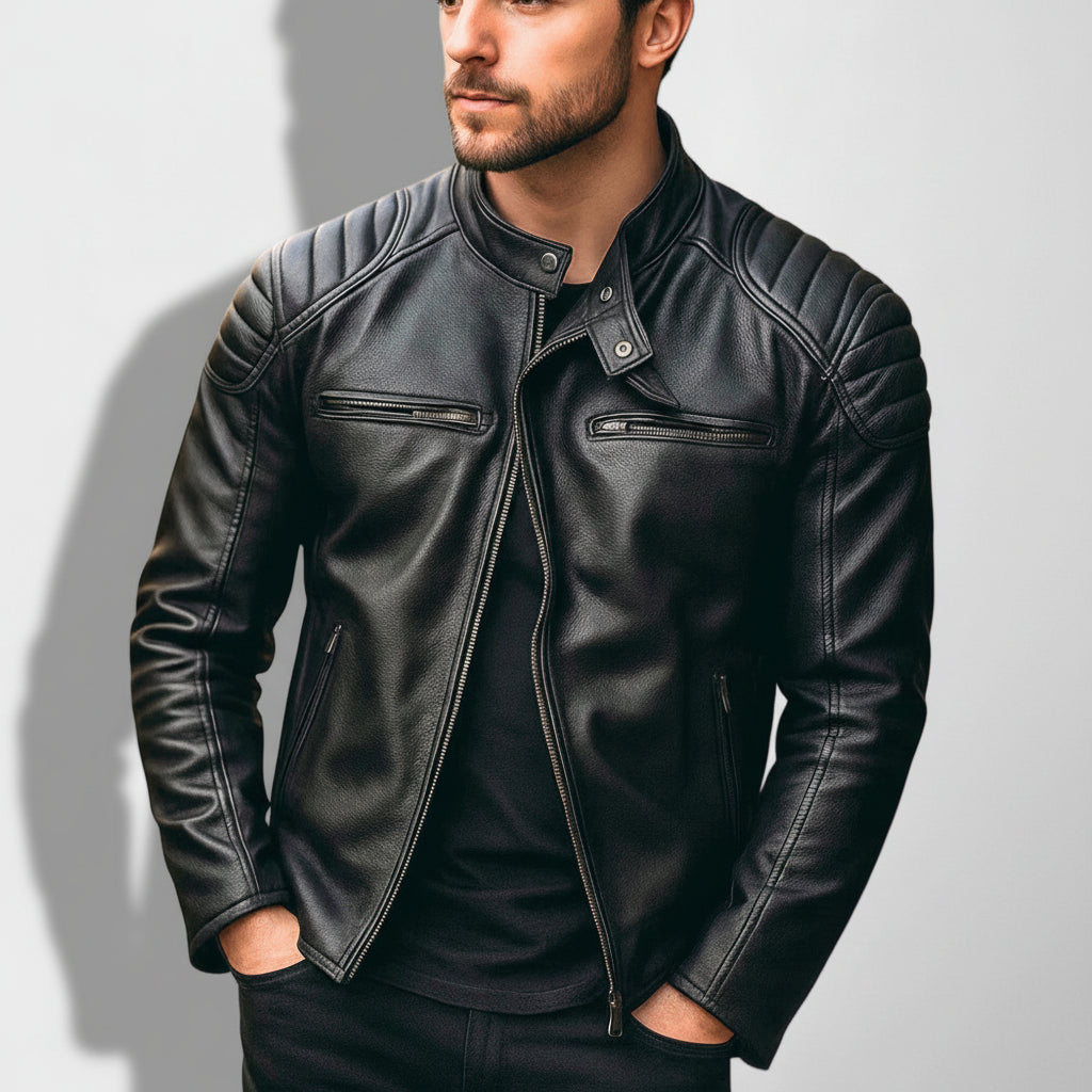 Retro Leather Biker Jacket For Men