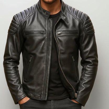 Retro Leather Biker Jacket For Men