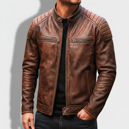 Retro Leather Biker Jacket For Men