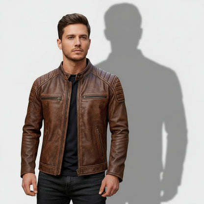 Retro Leather Biker Jacket For Men