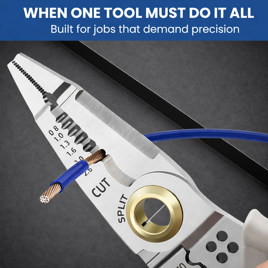 Heavy Duty Wire Cutter Crimper Tool with Metal Blade