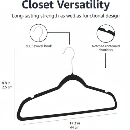 Premium Velvet Hangers Non Slip Closet Organizers Set