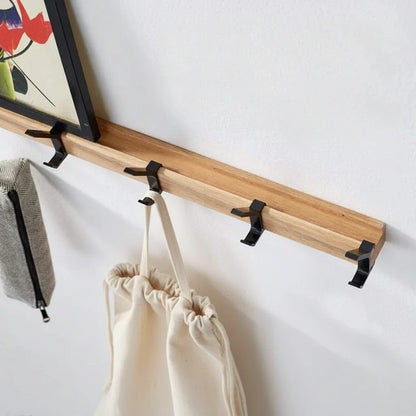 Rustic Wooden Coat Hook Rack Entryway Organizer