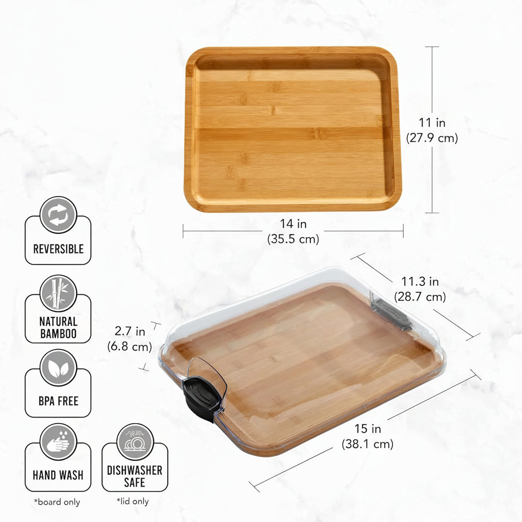 Wooden Serving Board with Lid and Handle