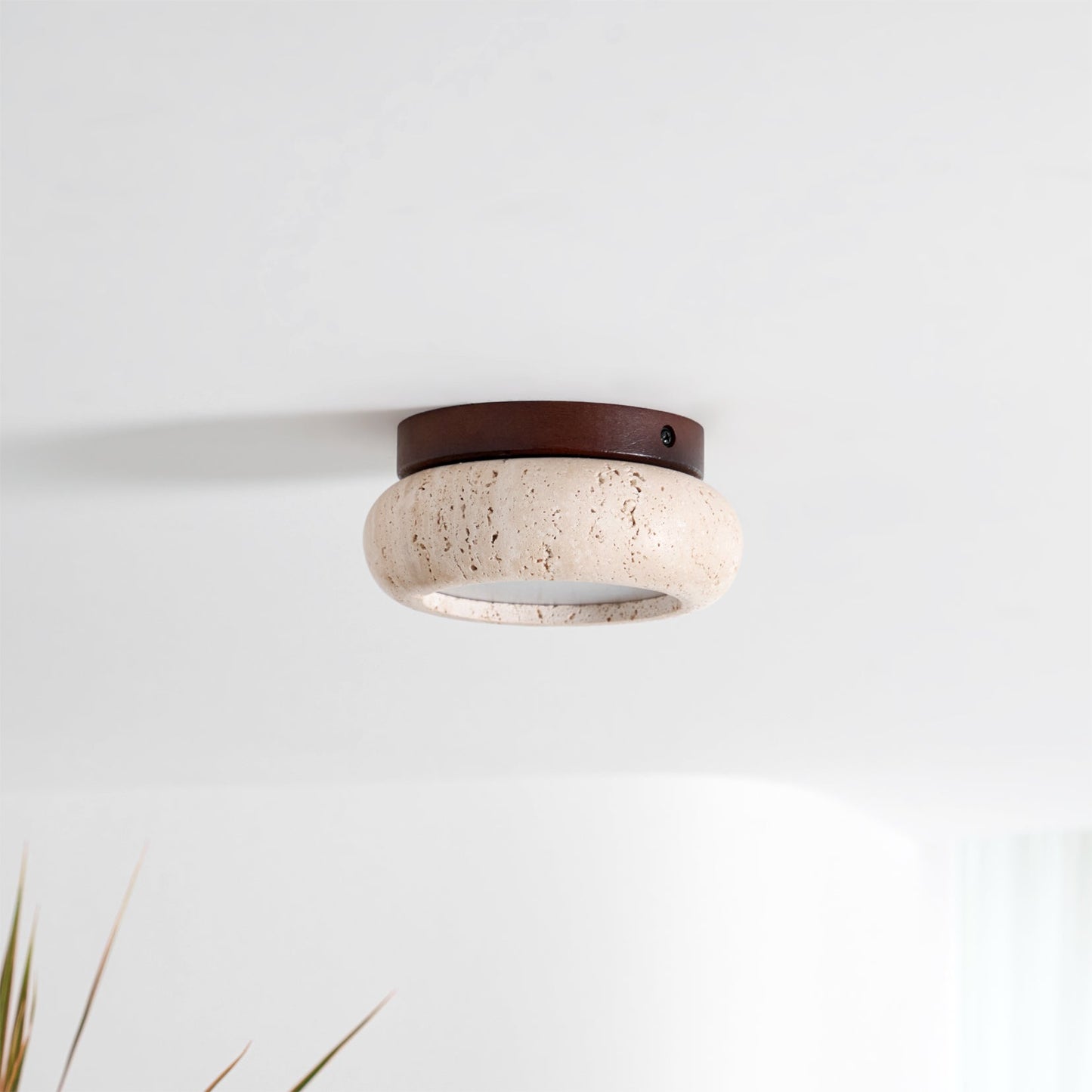 Cairns Modern Flush Mount Ceiling Light Fixture with Integrated LED and Travertine Design 7