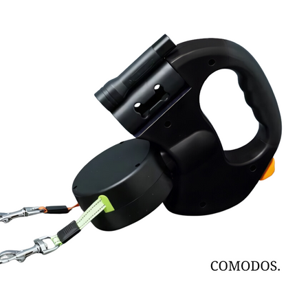 Strong Double Dog Leash with Comfort Grip and LED Light - Lusomart