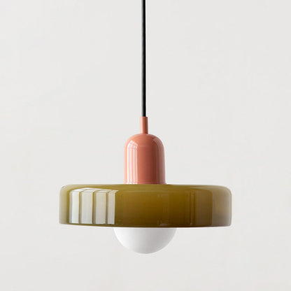 Colorful Glass Drop Pendant Light With Adjustable Arm