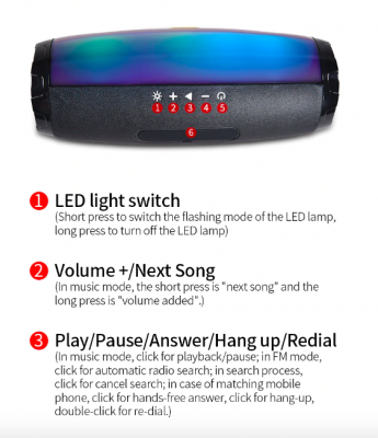 Wireless Bluetooth Speaker with Colorful Flashing Lights