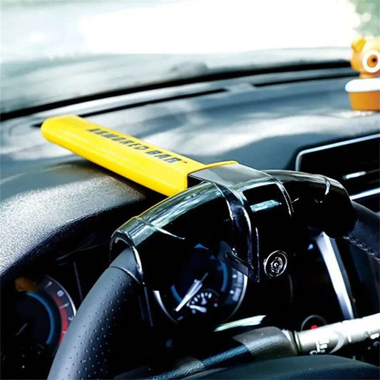 Strong Yellow Car Steering Lock - Durable Anti Theft - Lusomart
