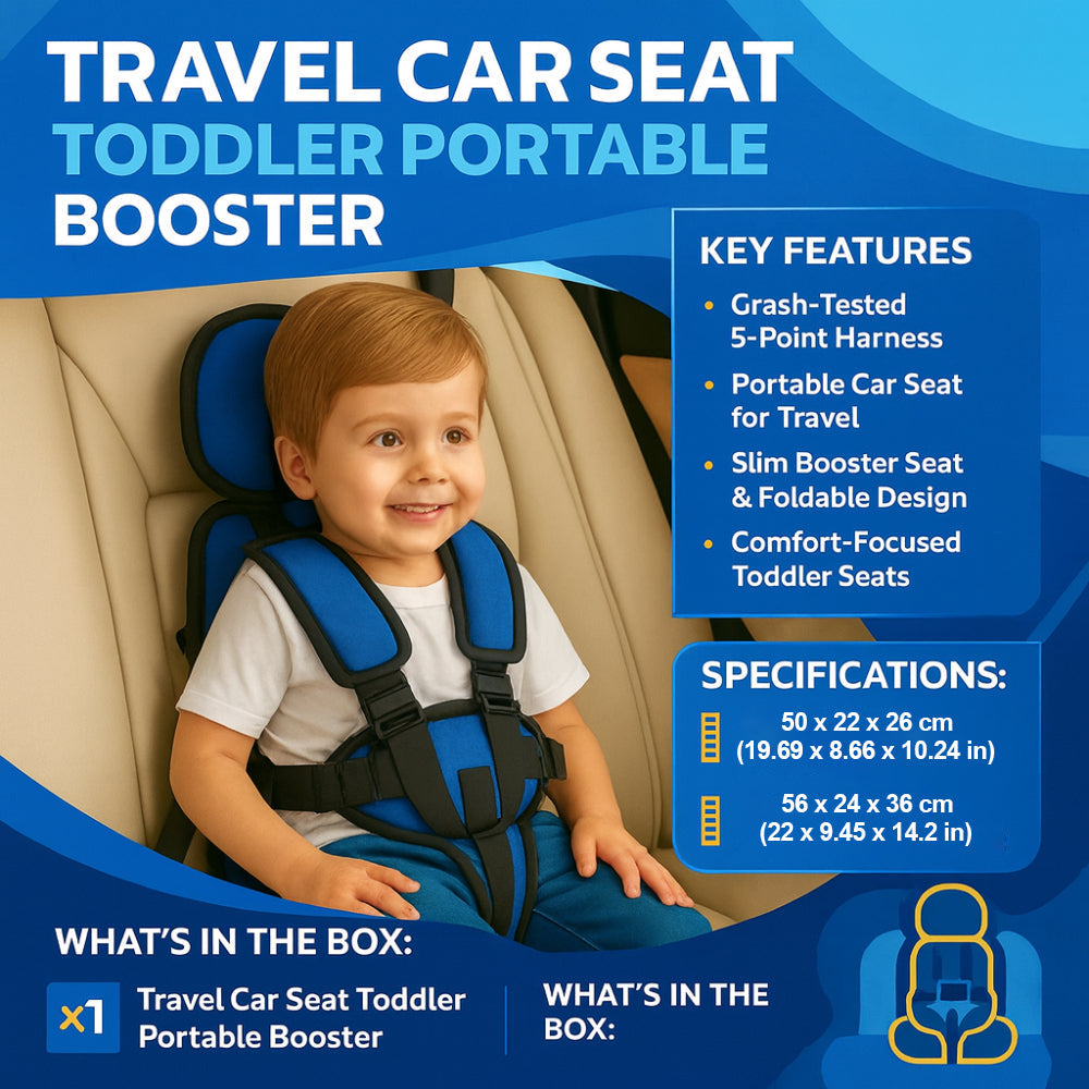 Lightweight Kids Travel Booster Car Seat Compact Harness