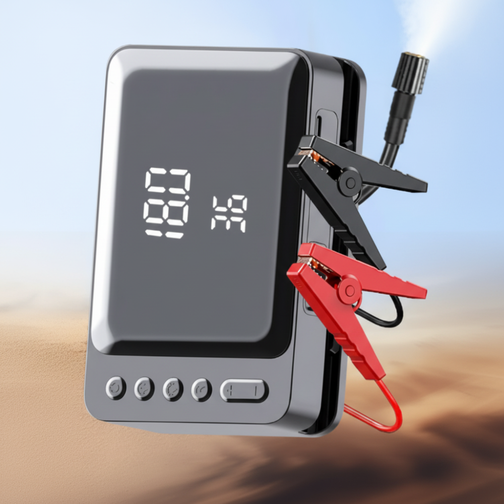 Compact Car Battery Booster Air Pump Tire Inflator Kit