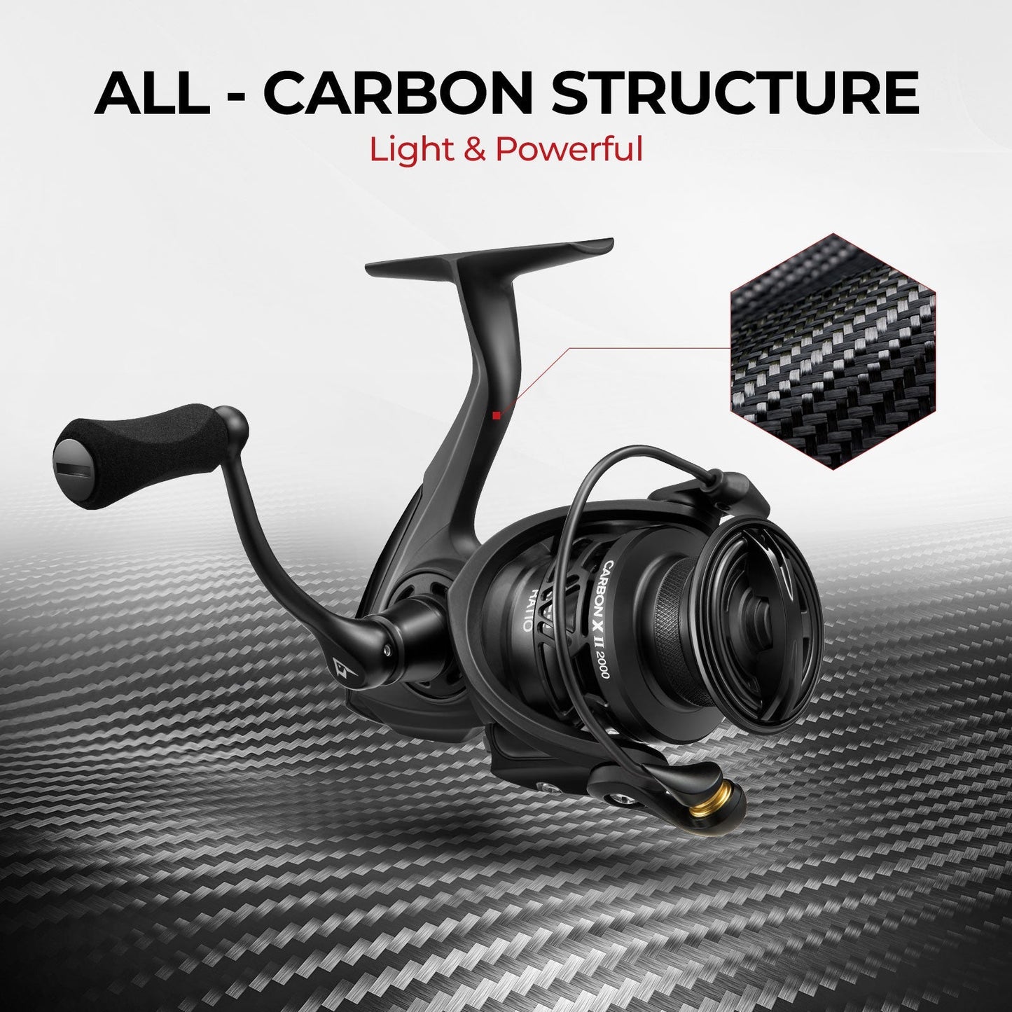 Lightweight Carbon Fiber Spinning Fishing Reel