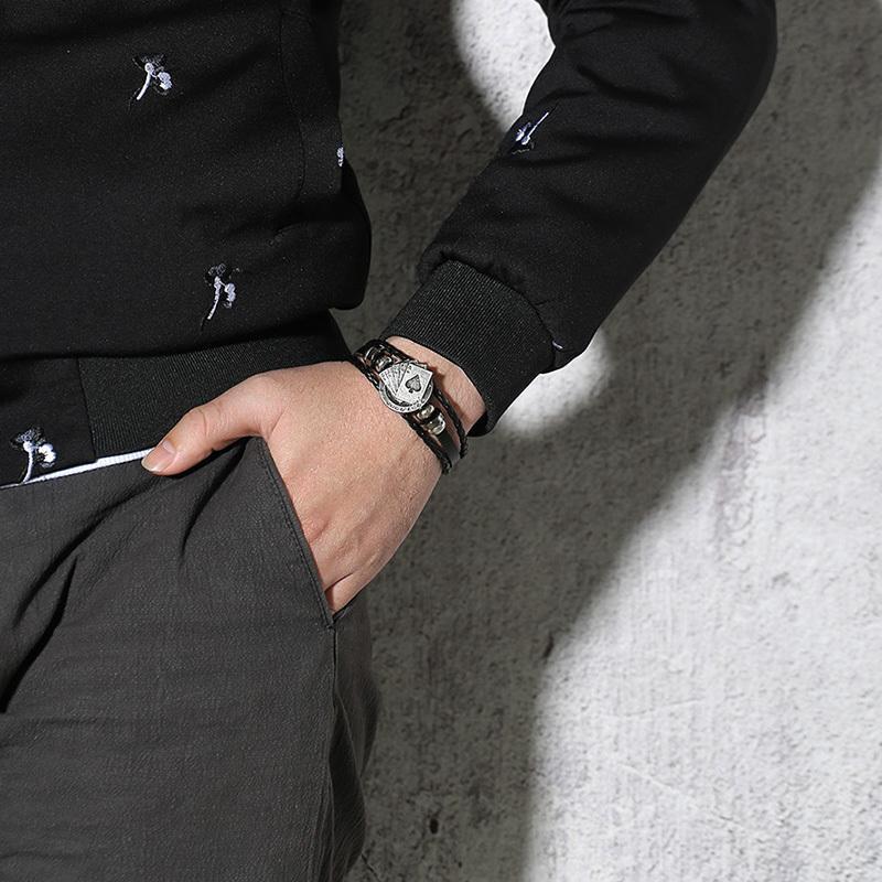 CardinalLeather | Stylish Vintage Men's Leather Bracelet with Poker Design 3