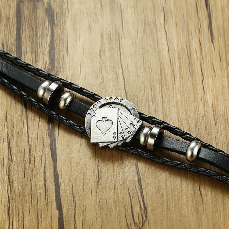 CardinalLeather | Stylish Vintage Men's Leather Bracelet with Poker Design 4