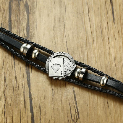 CardinalLeather | Stylish Vintage Men's Leather Bracelet with Poker Design 4