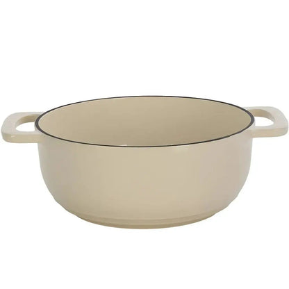 Cast iron dutch oven 6 quart with double enamel coating, heavy duty cookware for family meal preparation
