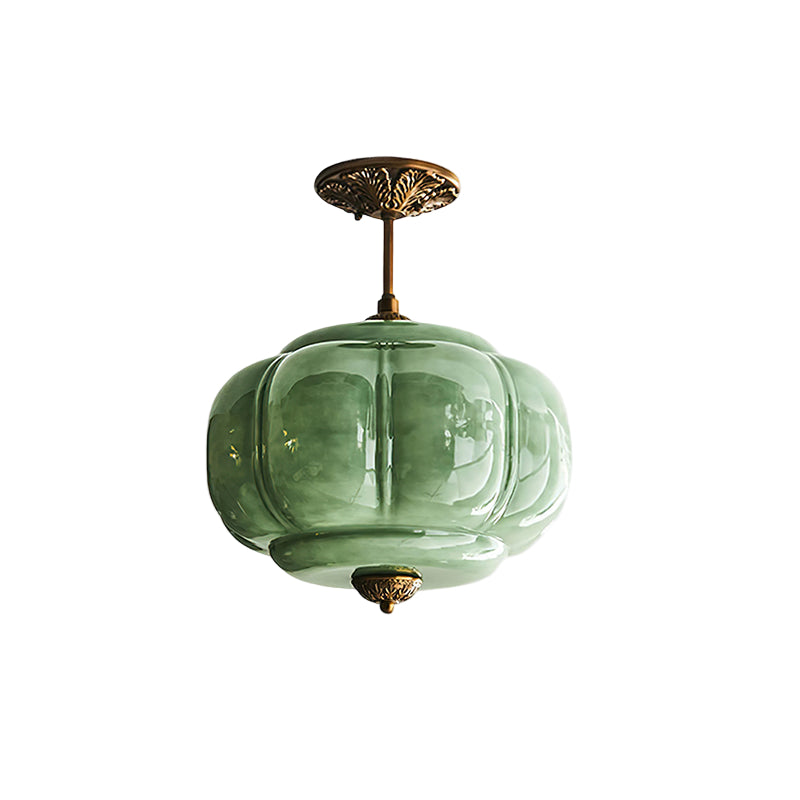 CelestiaGlass | Vintage Elegant Pumpkin-Shaped Flush Mount Ceiling Light 1