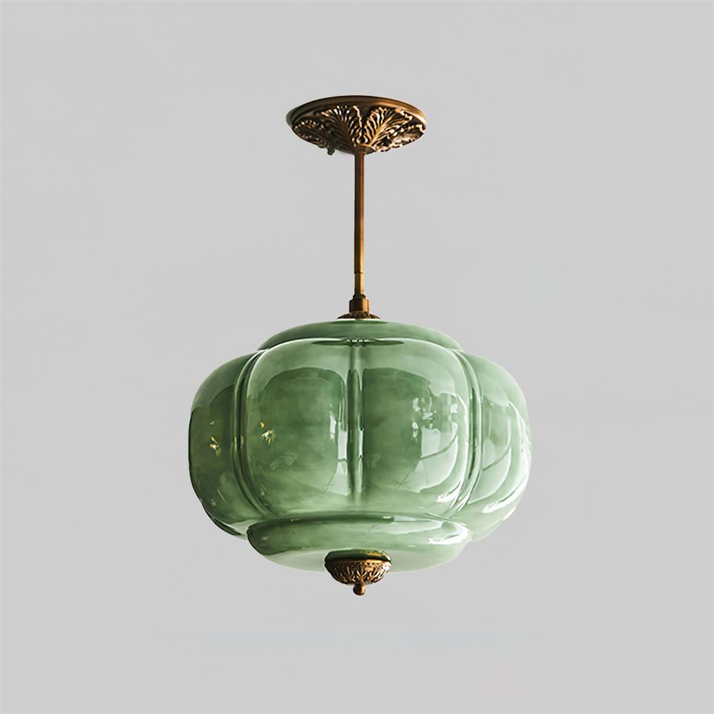 CelestiaGlass | Vintage Elegant Pumpkin-Shaped Flush Mount Ceiling Light 10