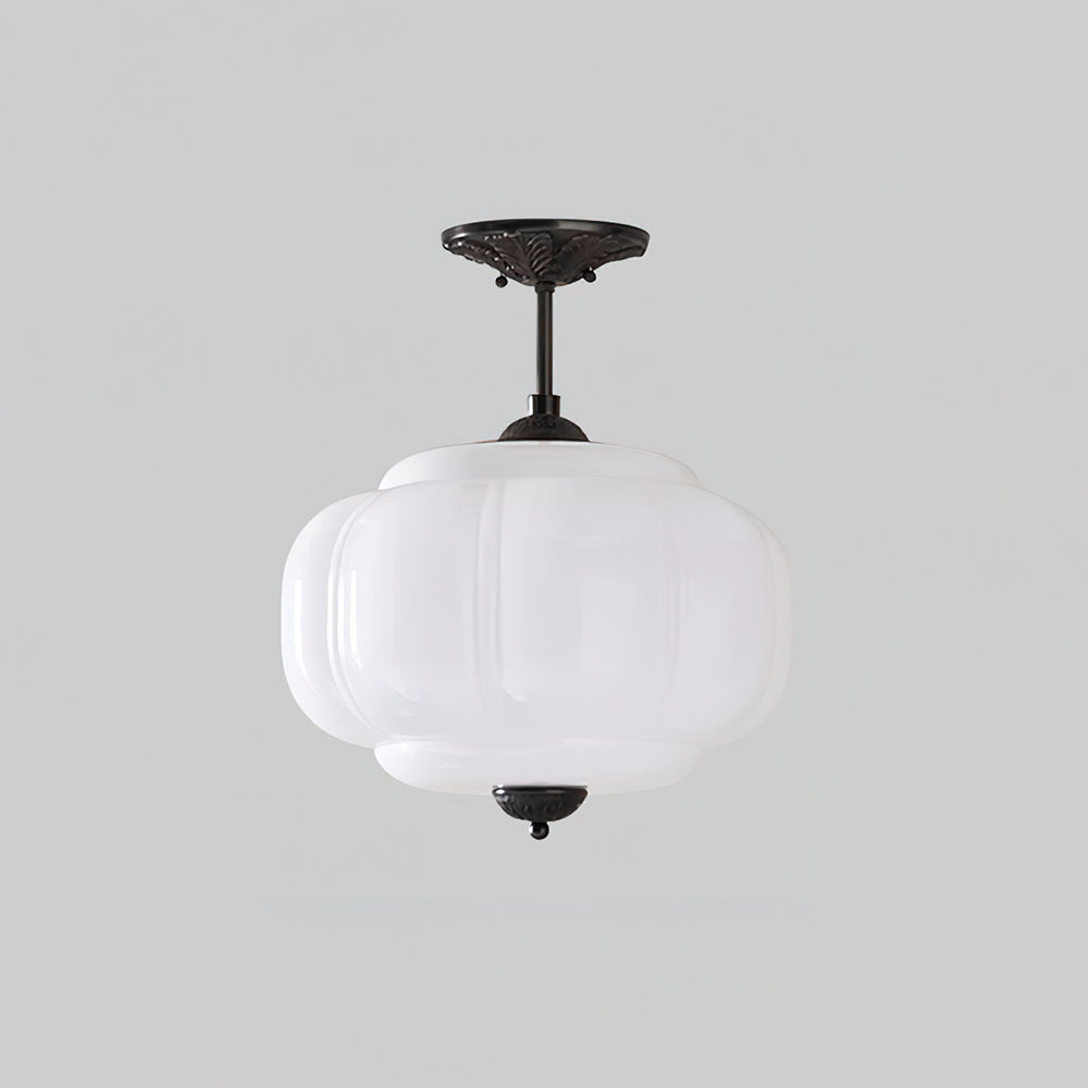 CelestiaGlass | Vintage Elegant Pumpkin-Shaped Flush Mount Ceiling Light 11