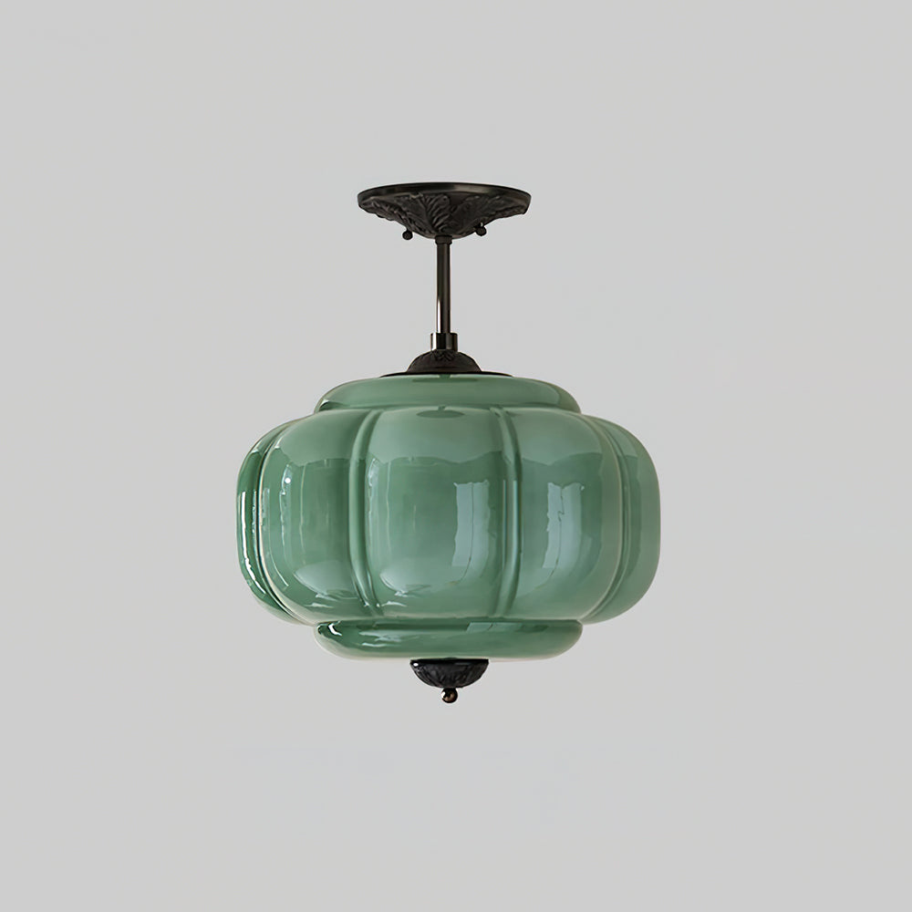 CelestiaGlass | Vintage Elegant Pumpkin-Shaped Flush Mount Ceiling Light 12