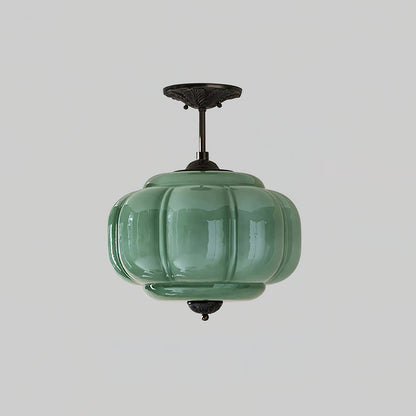 CelestiaGlass | Vintage Elegant Pumpkin-Shaped Flush Mount Ceiling Light 12