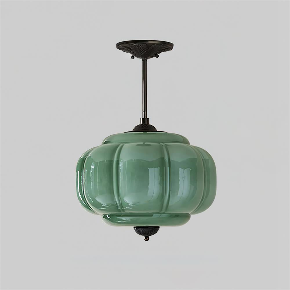 CelestiaGlass | Vintage Elegant Pumpkin-Shaped Flush Mount Ceiling Light 6