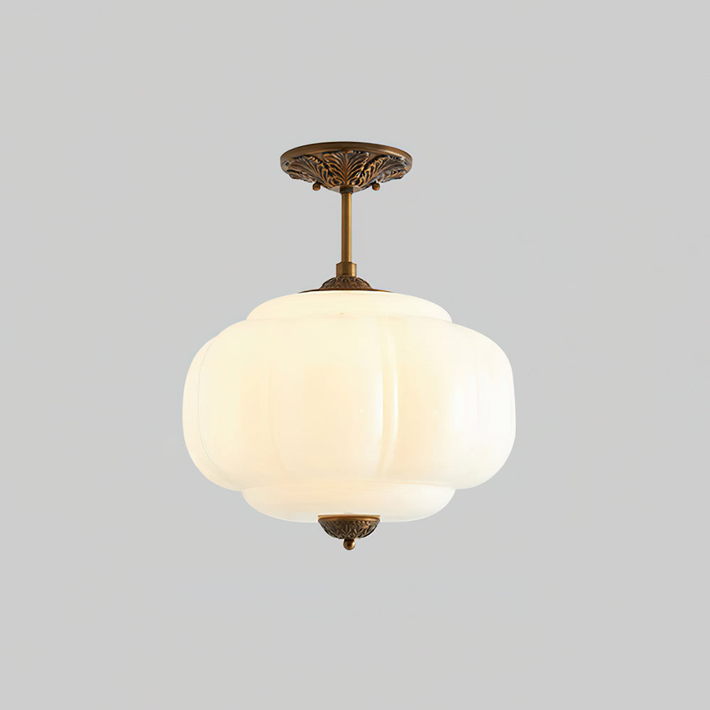 CelestiaGlass | Vintage Elegant Pumpkin-Shaped Flush Mount Ceiling Light 7