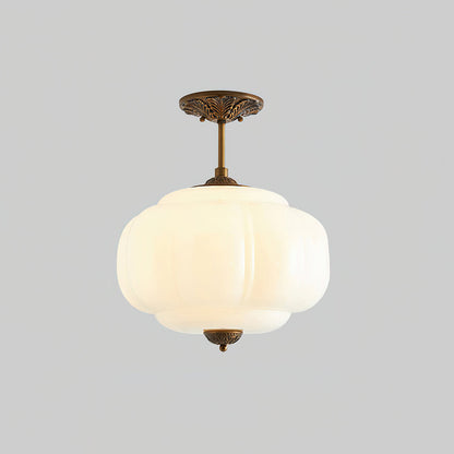 CelestiaGlass | Vintage Elegant Pumpkin-Shaped Flush Mount Ceiling Light 7