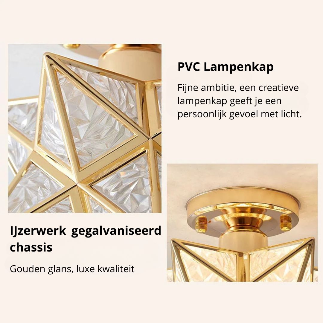 CelestiaGlow | Stylish Gold Star Shaped Flush Mount Ceiling Light Fixture 6