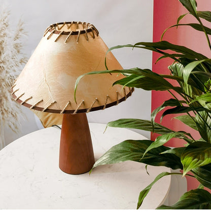 Rustic Wood Nightstand Table Lamp