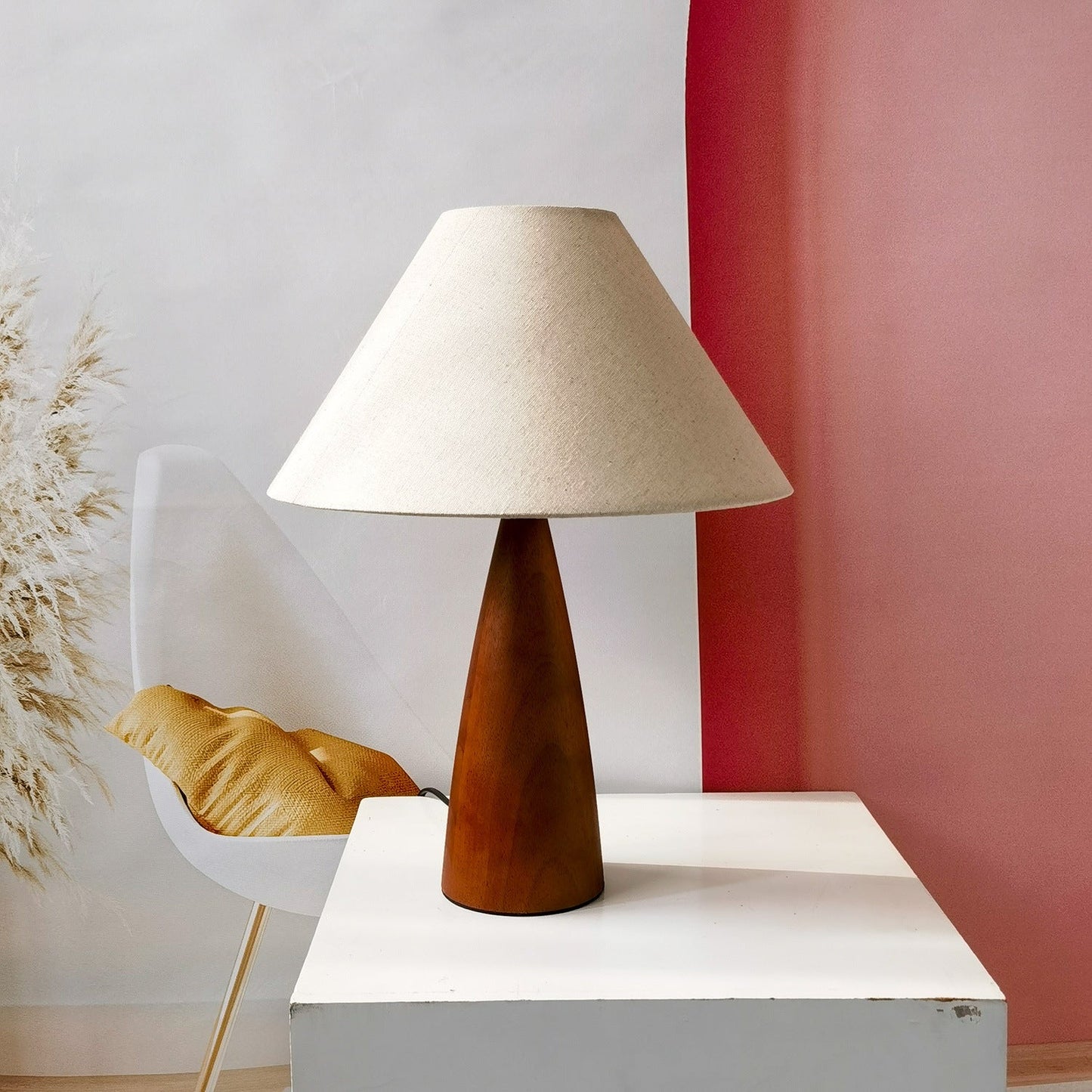 Rustic Wood Nightstand Table Lamp