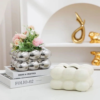 Functional ceramic tissue box holder adding modern style to living room and office spaces