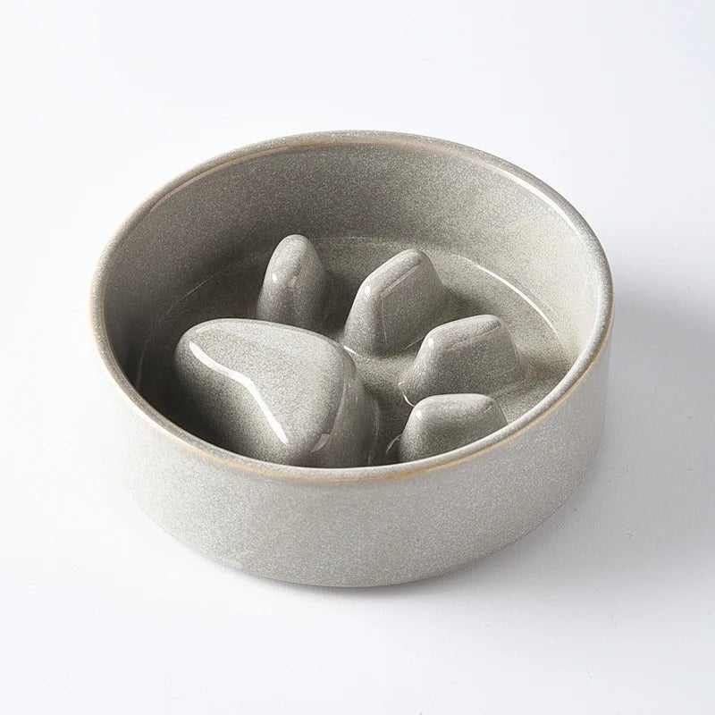 Ceramic Anti-Gobble Pet Bowl with Wooden Stand – Ergonomic Design for Cats and Small Dogs 12