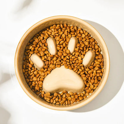 Ceramic Anti-Gobble Pet Bowl with Wooden Stand – Ergonomic Design for Cats and Small Dogs 7