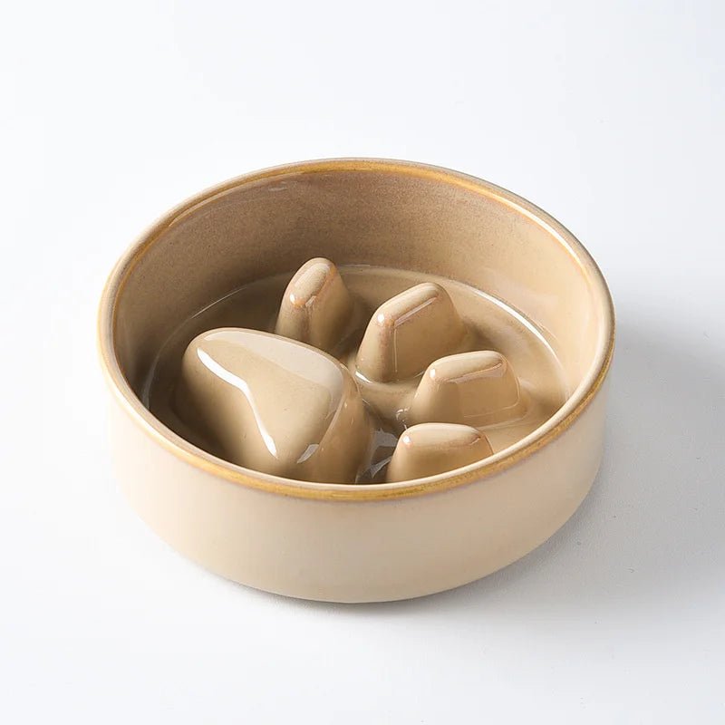 Ceramic Anti-Gobble Pet Bowl with Wooden Stand – Ergonomic Design for Cats and Small Dogs 9