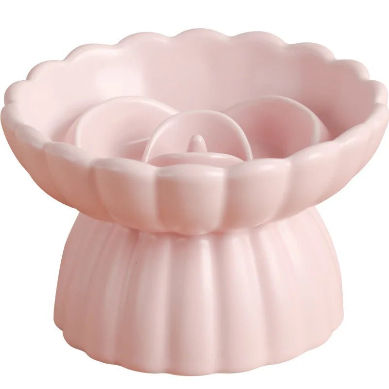Ceramic Slow Feeder Dog Bowl and Elevated Cat Bowl - Flower Shaped Design for Healthy Eating 1