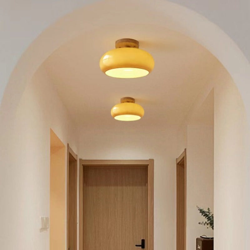 Rustic Wooden Ceiling Mount Light Fixture