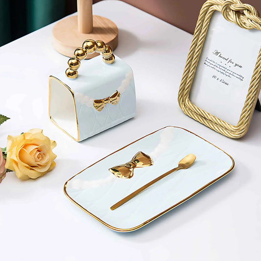 Delicate White Porcelain Tea Coffee Set - Lusomart
