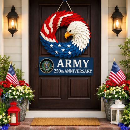 Patriotic Eagle Wreath Wooden Memorial Wall Decor